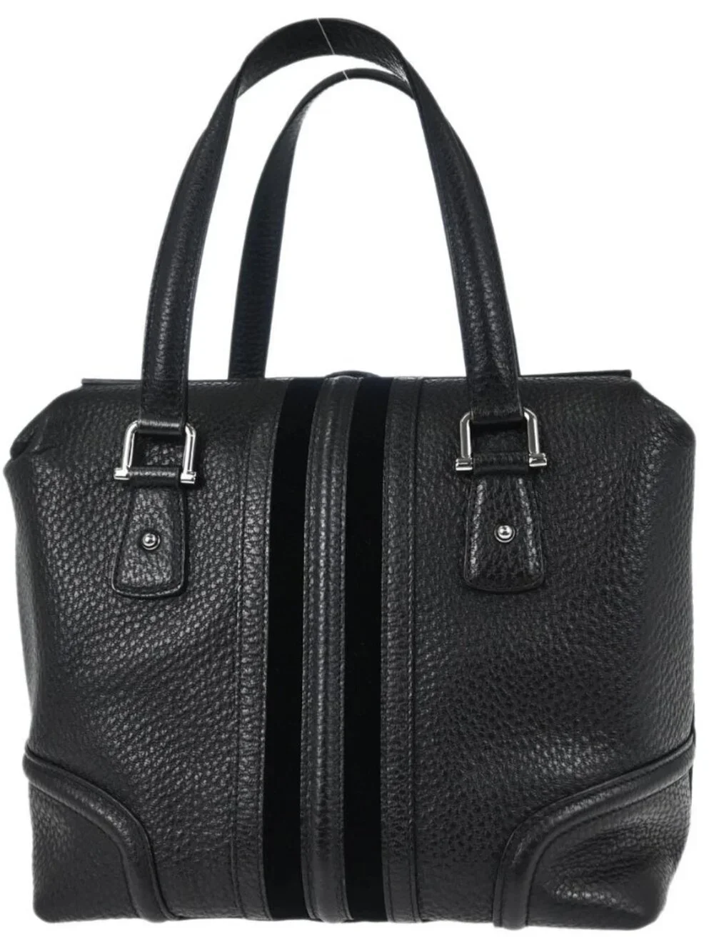 Gucci Black Leather Sherry Line Treasure Duffle Handbag 146002